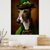 Greyhound Dog in St. Patrick's Day Dress Poster (Keuken)