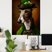 Greyhound Dog in St. Patrick's Day Dress Poster (Thuiskantoor)
