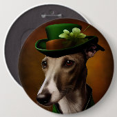 Greyhound Dog in St. Patrick's Day Dress Ronde Button 6,0 Cm (Voorkant /achterkant)