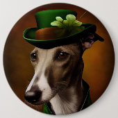 Greyhound Dog in St. Patrick's Day Dress Ronde Button 6,0 Cm (Voorkant)