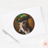 Greyhound Dog in St. Patrick's Day Dress Ronde Sticker (Envelop)