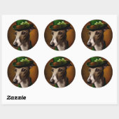 Greyhound Dog in St. Patrick's Day Dress Ronde Sticker (Vel)