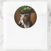 Greyhound Dog in St. Patrick's Day Dress Ronde Sticker (Tas)