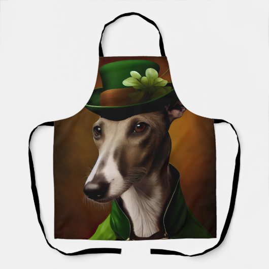 Greyhound Dog in St. Patrick's Day Dress Schort (Voorkant)