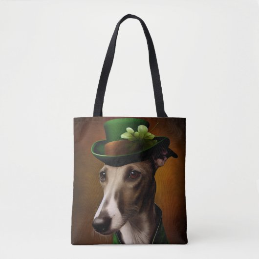 Greyhound Dog in St. Patrick's Day Dress Tote Bag (Voorkant)