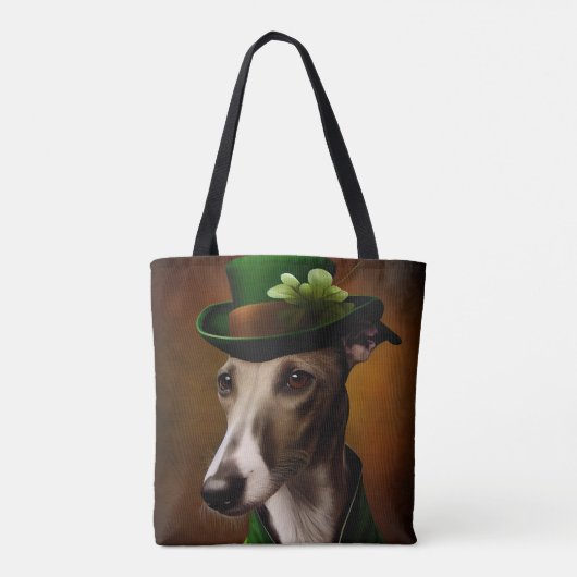Greyhound Dog in St. Patrick's Day Dress Tote Bag (Achterkant)