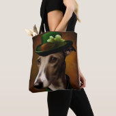 Greyhound Dog in St. Patrick's Day Dress Tote Bag (Dichtbij)