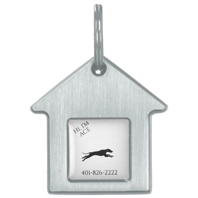 Greyhound dog label. huisdieren naamplaatje (Voorkant)