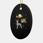 Greyhound Dog Light met kerstrendierboom Xmas G Keramisch Ornament (Links)