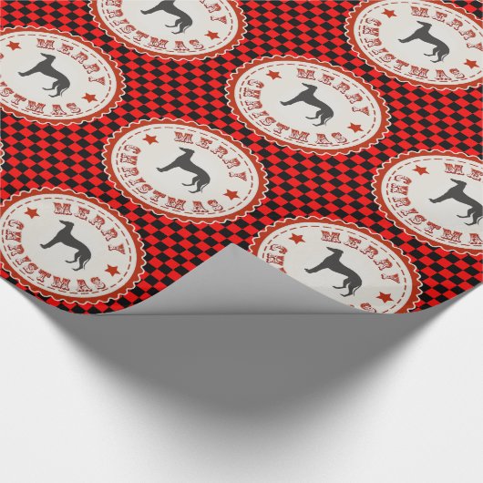 Greyhound Dog Merry kerstemblem op cheques Cadeaupapier (Hoek)