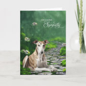 Greyhound Dog Misty Garden Path Pet Sympathy Kaart (Voorkant)