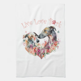 Greyhound Dog Mom Floral Theedoek