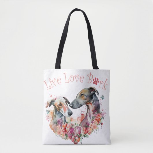Greyhound Dog Mom Floral Tote Bag (Voorkant)