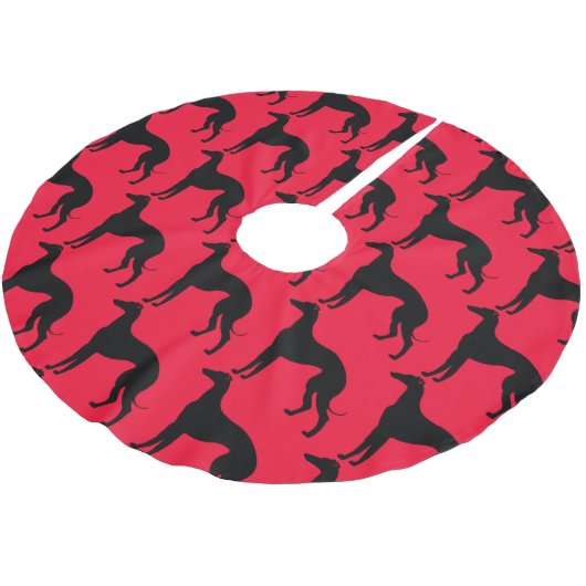 Greyhound Dog Pattern Black Silhouette Kerstboom Rok (Gekanteld)