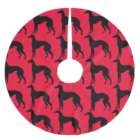 Greyhound Dog Pattern Black Silhouette Kerstboom Rok (Voorkant)