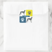 Greyhound Dog & Paw Y&B Grid Square Sticker (Tas)