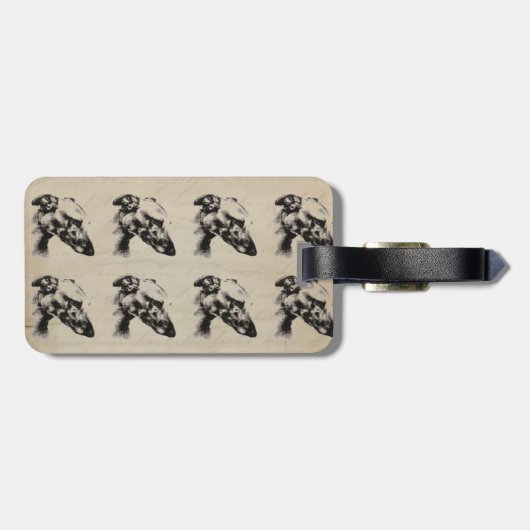 Greyhound Dog Portrait Custom Bagagelabel (Achterkant horizontaal)