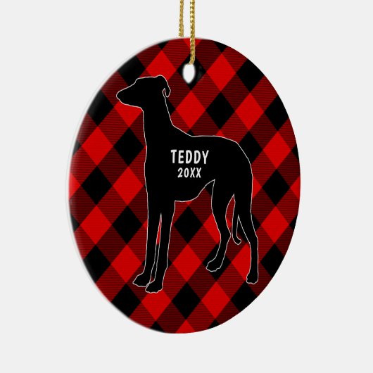 Greyhound Dog Pset met kerstversiering Keramisch Ornament (Rechts)