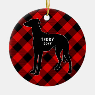Greyhound Dog Pset met kerstversiering Keramisch Ornament
