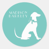 Greyhound Dog Puppy Ronde Sticker (Voorkant)
