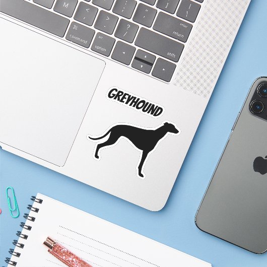 Greyhound Dog Silhouette Cool Canine Vinyl Sticker (Laptop met iPhone)