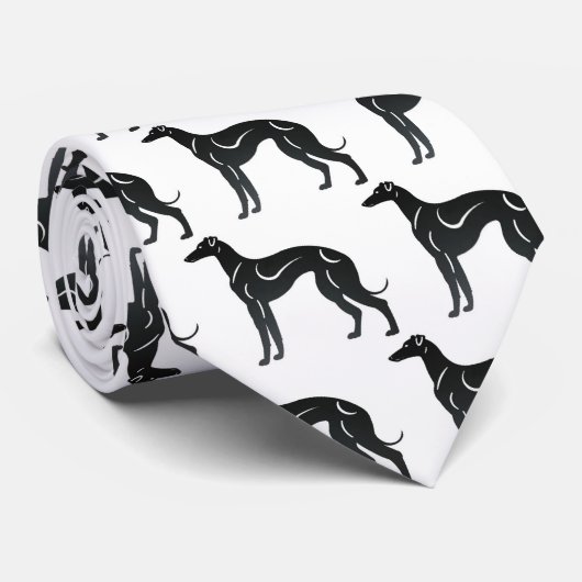 Greyhound Dog Silhouette Pattern Stropdas (Opgerold)