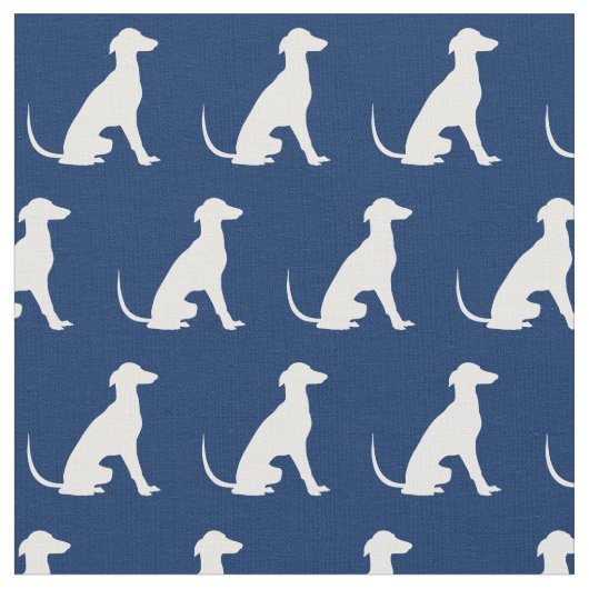Greyhound Dog Silhouette Pet Navy Blue Stof (Close Up)