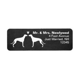 Greyhound Dog Silhouettes Couple Return Address Etiket