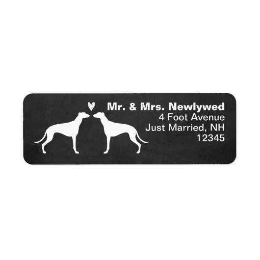 Greyhound Dog Silhouettes Couple Return Address Etiket (Voorkant)
