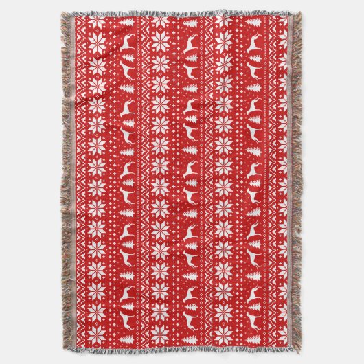 Greyhound Dog Silhouettes Kerstvakantie Rood Deken (Voorkant Verticaal)