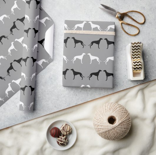 Greyhound Dog Silhouettes Pattern Cadeaupapier (Crafts)