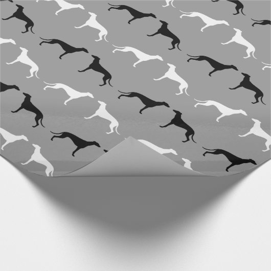 Greyhound Dog Silhouettes Pattern Cadeaupapier (Hoek)