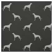 Greyhound Dog Silhouettes Pattern Grey and Black Stof (Swatch)