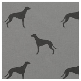 Greyhound Dog Silhouettes Pattern Grey and Black Stof