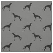 Greyhound Dog Silhouettes Pattern Grey and Black Stof (Swatch)