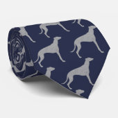 Greyhound Dog Silhouettes Pattern Grey and Blue Stropdas (Opgerold)