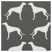 Greyhound Dog Silhouettes Pattern Grey and White Stof (Close Up)