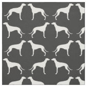 Greyhound Dog Silhouettes Pattern Grey and White Stof (Swatch)