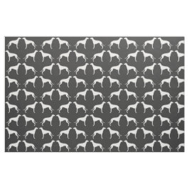 Greyhound Dog Silhouettes Pattern Grey and White Stof