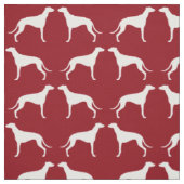 Greyhound Dog Silhouettes Pattern Red en White Stof (Swatch)