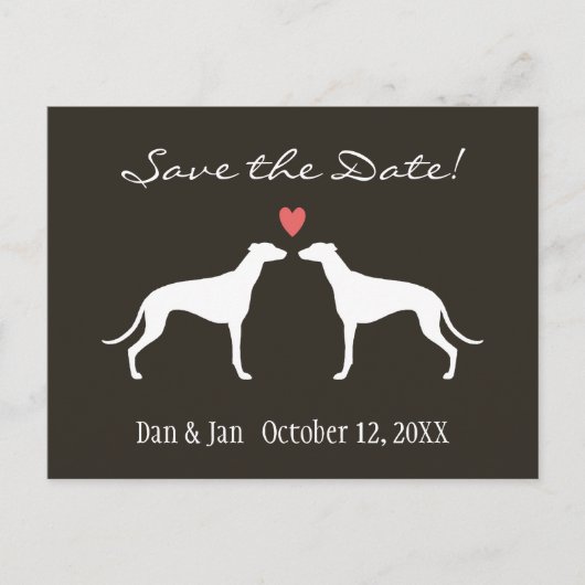 Greyhound Dog Silhouettes Wedding Save the Date Aankondigingskaart (Voorkant)