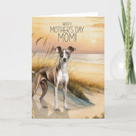 Greyhound Dog Sunset Beach Mother's Day Feestdagen Kaart