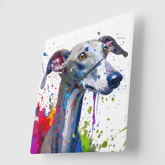 Greyhound Dog Vierkante Klok (Hoek)