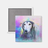Greyhound Dog Waterverf Art Painting Magneet (Voorkant / Achterkant)