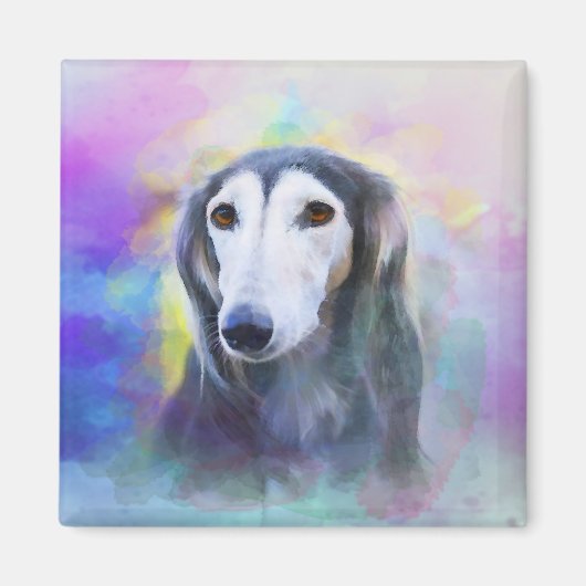 Greyhound Dog Waterverf Art Painting Magneet (Voorkant)