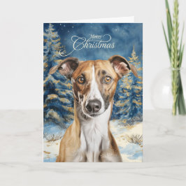 Greyhound Dog Woodland Forest Christmas Feestdagen Kaart