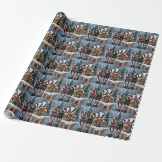 Greyhound Dogs Christmas Snow Holiday Cadeaupapier (Uitgerold)