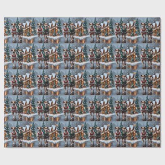 Greyhound Dogs Christmas Snow Holiday Cadeaupapier (Vlak)