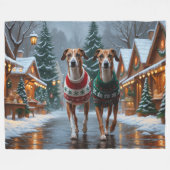 Greyhound Dogs Christmas Snow Holiday Fleece Deken (Voorkant (Horizontaal))