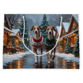 Greyhound Dogs Christmas Snow Holiday Groot Cadeauzakje (Voorkant)